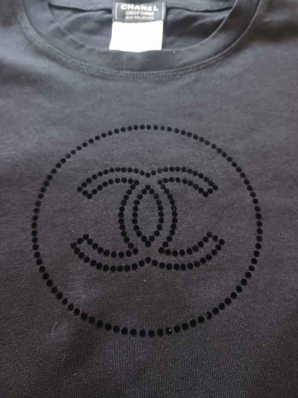 NWOT Chanel UNIFORM Black Cotton T Shirt Size L, - Picture 5 of 7